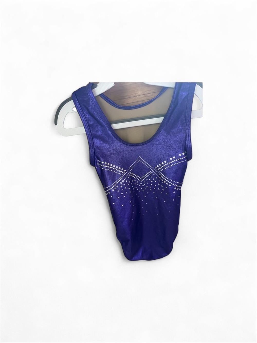 Girls Purple Gymnastics Leotard with Rhinestone Detail - Picture 2 of 2
